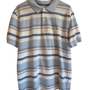 Brooks Brothers Short Sleeve Performance Polo Baby Blue & While Stripes XL